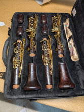 Load image into Gallery viewer, USED Backun MoBa Super Series Clarinets (set of Bb & A), cocobolo/gold